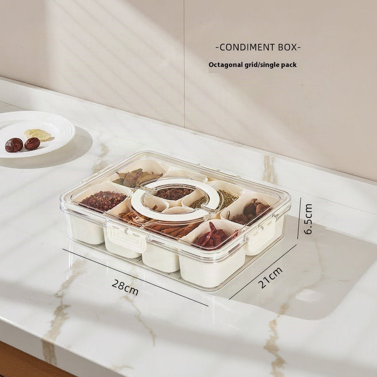 Portable Snack or Storage Box, 4- or 8-Compartments