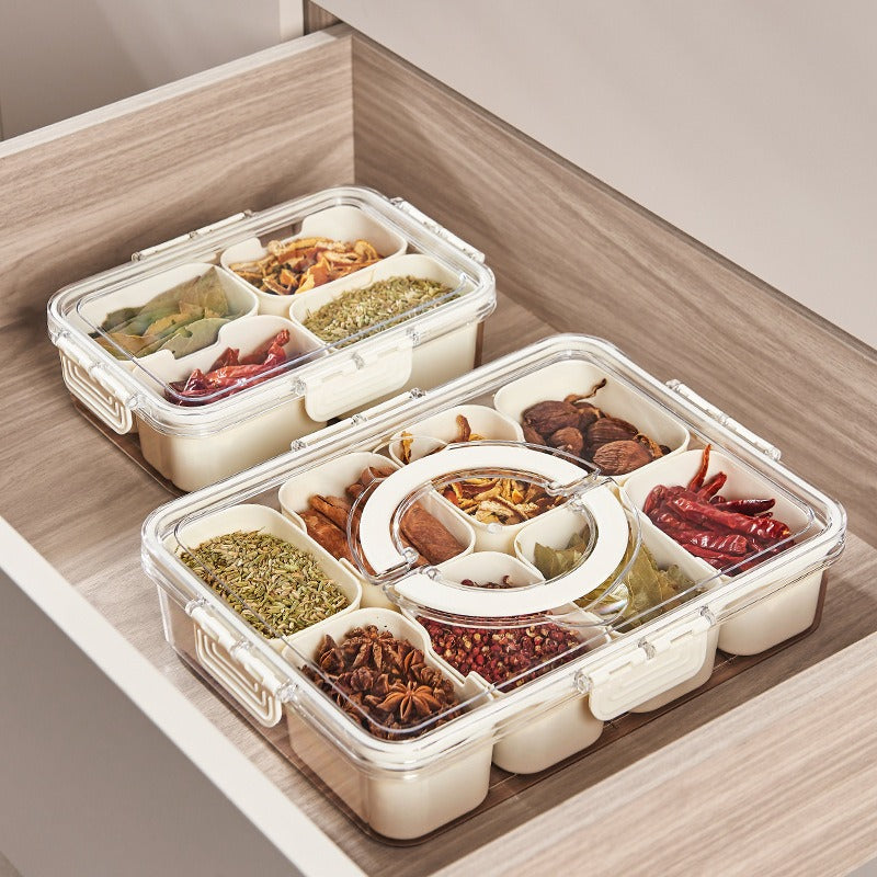 Portable Snack or Storage Box, 4- or 8-Compartments